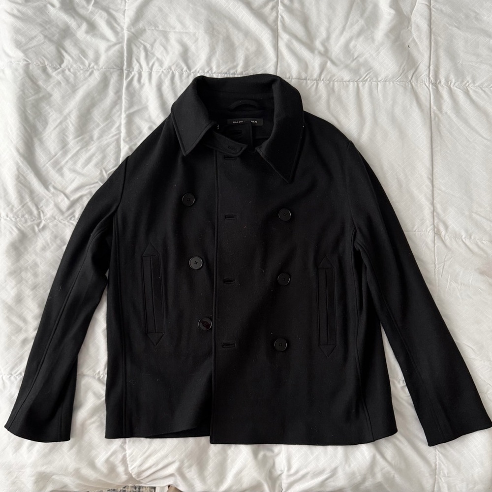 NWT $995 Ralph Lauren Black Label Wool Double Breasted Coat Women’s 12 *READ